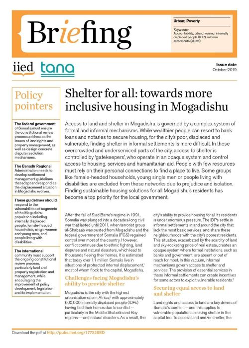 Shelter for all: towards more  inclusive housing in Mogadishu