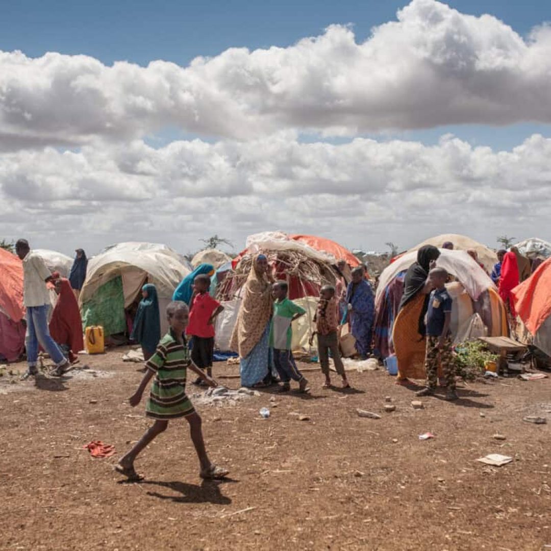 Kevin Watkins along Save the Children team visiting Hassan Mumin IDP camp,